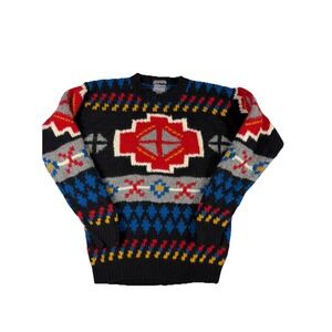 Vtg Lord & Taylor Kensington Wool Sweater Large Mens Geometric Fair Isle Aztec
